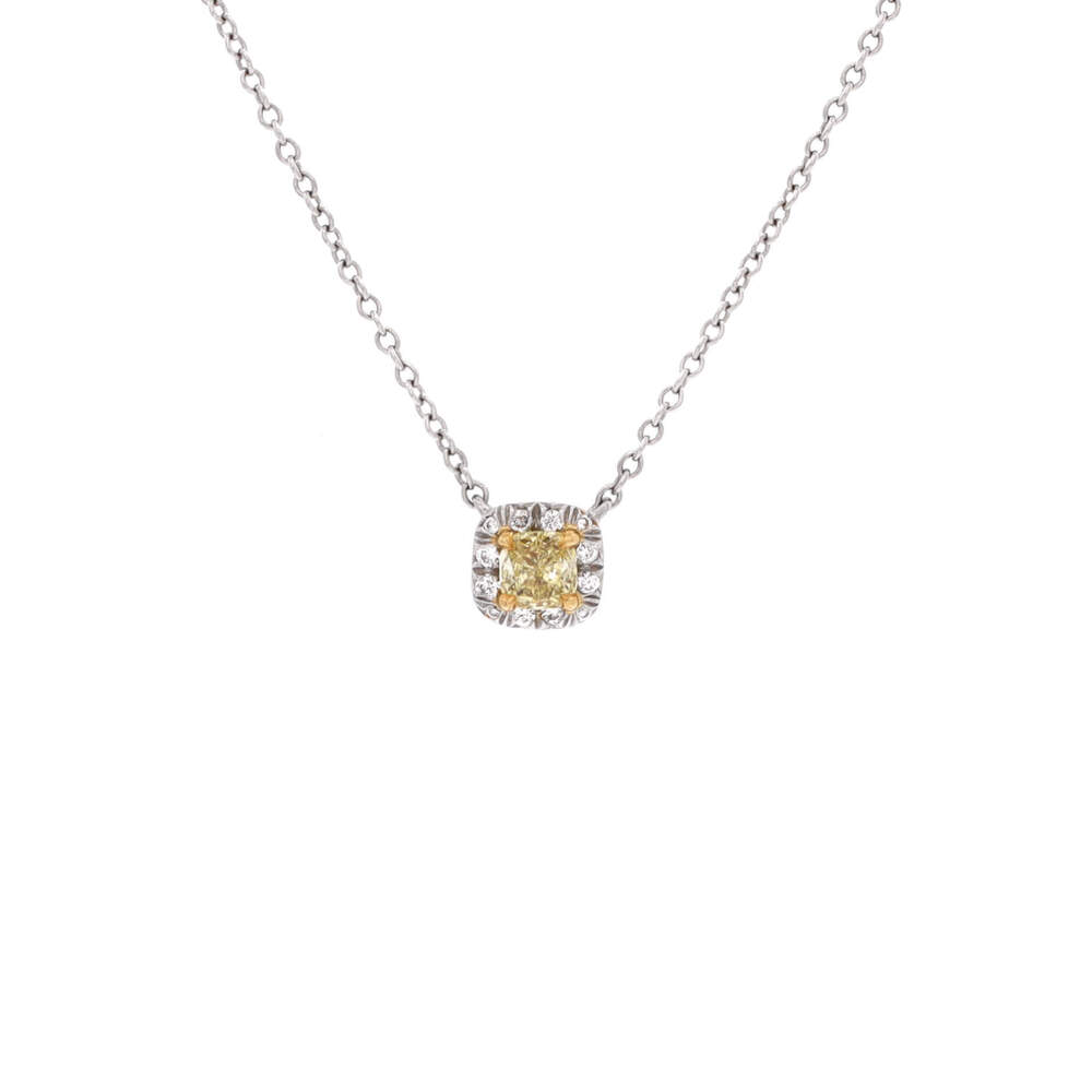 Tiffany & Co. Soleste Cushion Halo Pendant Necklace